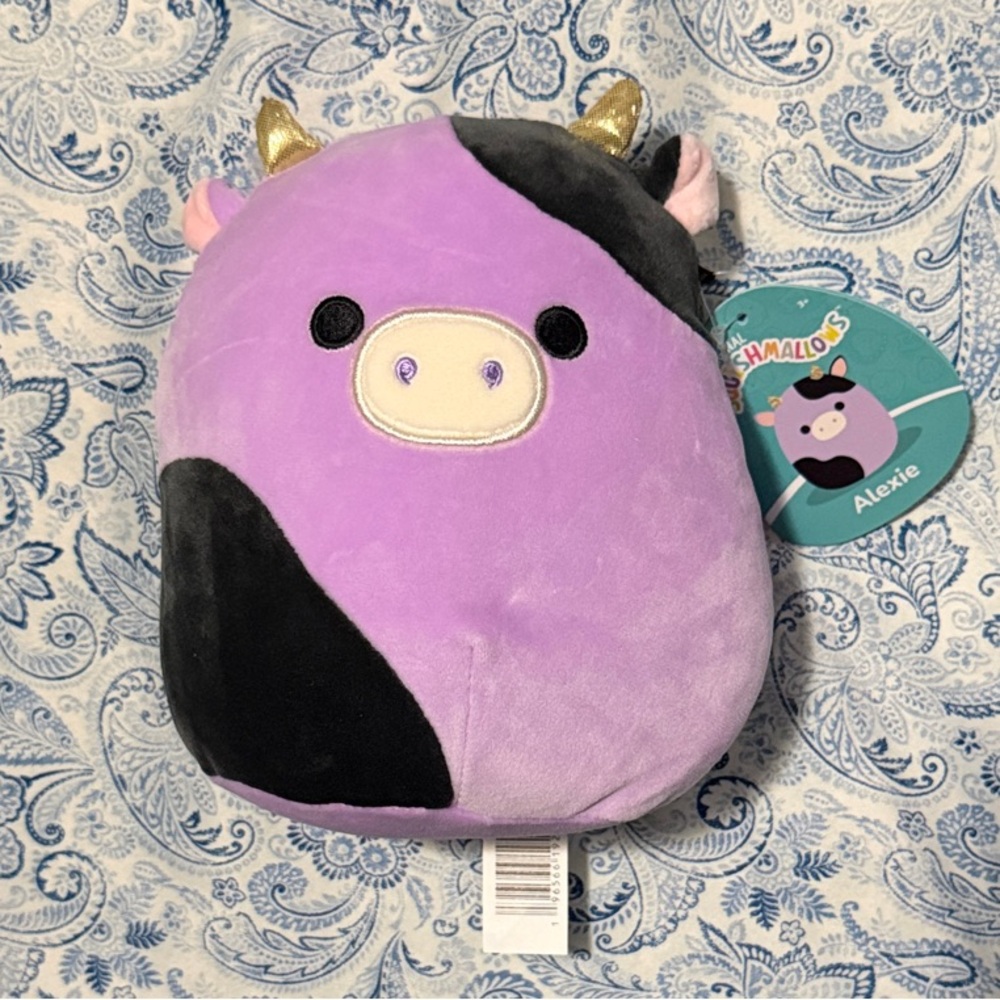 Squishmallows Purple and Black Alexie the Cow